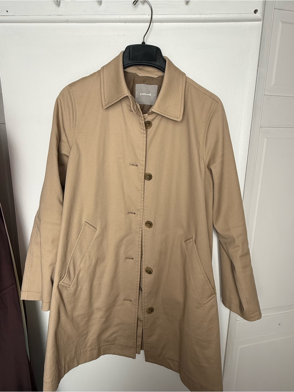 Everlane Khaki Single-Breasted Trench Coat